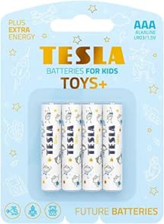 Tesla Batteries AAA TOYS+ Alkaine Plus Extra Energy Batteries BOY BLISTER FOIL 4pcs